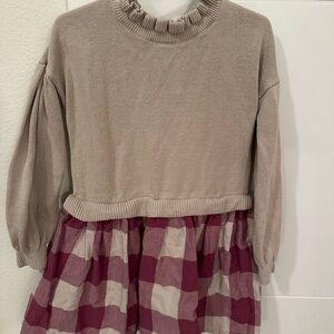 GAP Kids Dress in Beige and Purple Check